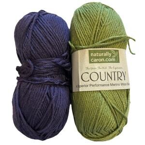 2 Skeins Naturally Caron Country Superior Performance Merino Wool Blend Yarn